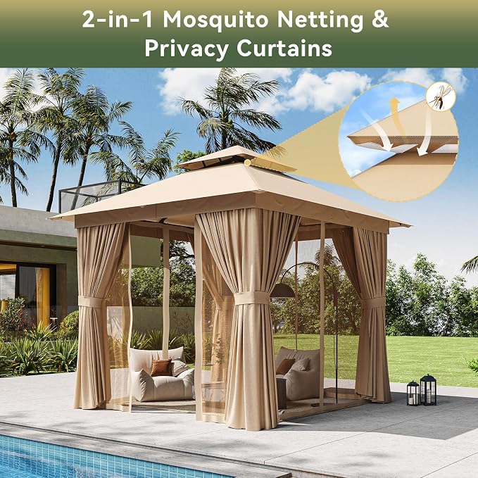 8'x8' Gazebo, Metal Frame Canopy - Image 3