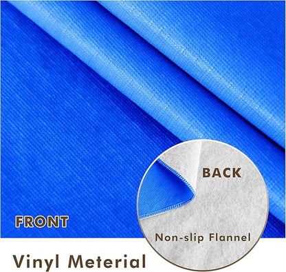 Nasitos 2 Pack Vinyl Tablecloth Rectangle 60x120 Inch-Stain and Wrinkle Resistant Blue Tablecloths with Flannel Backing, Vinyl Tablecloth for Dining Table, Buffet Parties and Camping