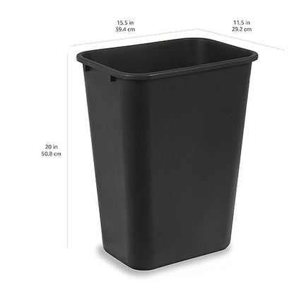 Amazon Basics Trash Can, Rectangular Commercial Office Wastebasket, 10 Gallon (Pack Of 1), Black