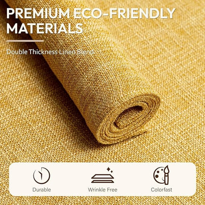 Blue Forest Placemats Set of 6, Dual-Layered Thickened Faux Linen Cloth Place Mats Heat Resistant Machine Washable Wrinkle Free Table Mats Indoor/Outdoor (Yellow)