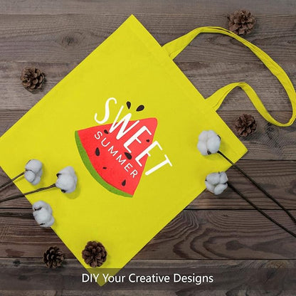 TOPDesign 12-Pack Economical 16"x15" Yellow Cotton Tote Bag, Lightweight Medium Reusable Grocery Shopping Cloth Bags, Suitable for DIY, Advertising, Promotion, Gift, Activity