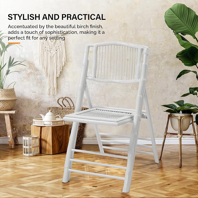VINGLI Bamboo Folding Chair, Foldable Dining Wood Chairs Comfortable Seat - Image 6