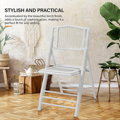 VINGLI Bamboo Folding Chair, Foldable Dining Wood Chairs Comfortable Seat - Image 6