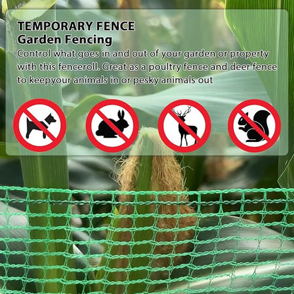 Garden Temporary Safety Fence, 4'x100' Roll with 50 Zip Ties, Resuable Plastic Mesh Fence for Garden Fencing, Construction, Snow Fencing, Animal Barrier, Poultry, Deer, Patio, Green