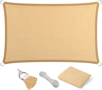 Eden's Decor Straight Flat-Edged Sun Shade Sail Rectangular 16' x 18' Beige by EdensDecorInc