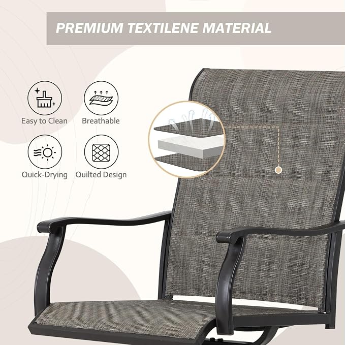 Outdoor 360-degree Swivel Dining Chairs Set of 4, Ergonomic Designed, Breathable - Image 5