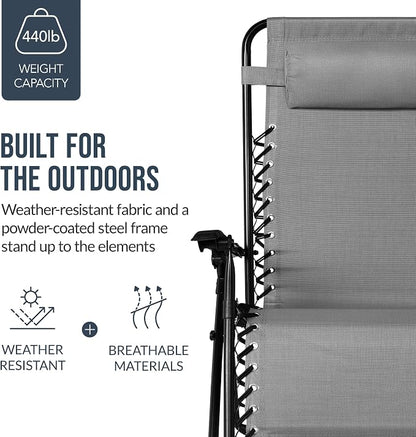 Best Choice Products Set of 2 Extra Wide Adjustable Steel Mesh Zero Gravity - Image 6