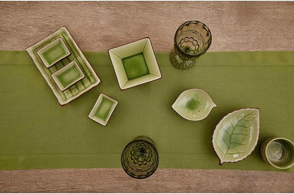 Solino Home Linen Avocado Green Table Runner 72 Inches Long - 100% Pure Linen Hemstitch Table Runner 14 x 72 Inch for Dresser, Dining, Spring, Easter, St Patricks Day - Classic Hemstitch