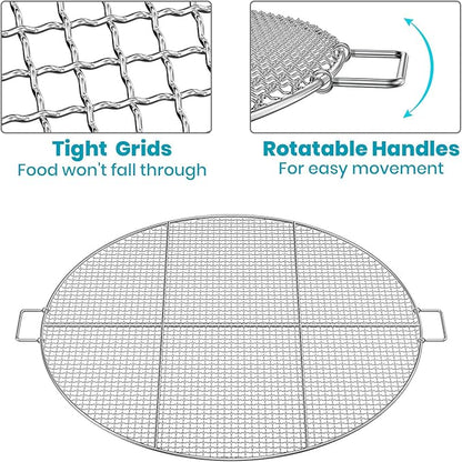Stanbroil Fire Pit Cooking Grill Grate with 3 Support Bars - Outdoor Round BBQ Campfire Grill Grid - Camping Cookware - Stainless Steel, 30 Inch