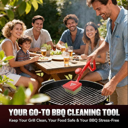 Bristle Free Steam Grill Brush for Outdoor Grill, Safe No Wire Replacement Brush Head with Scraper, Heavy-Duty Grill Cleaning Tool for Weber Spirit & Genesis, Napoleon Rogue & Prestige, Red