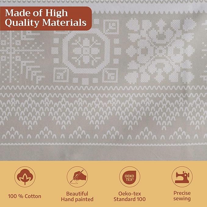 Maison d' Hermine Table Cloth Square Table 100% Cotton 54 x 54 Inches Fall Tablecloth Reusable Everyday Use for Thanksgiving Christmas Decorations Dining Farmhouse Party (Cozy Christmas)