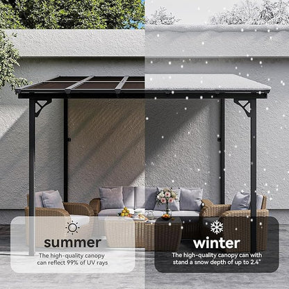 Aoxun 8’x10’ Gazebo with Light, Gazebo Pergola with Sloped Roof, Wall Mounted - Image 4