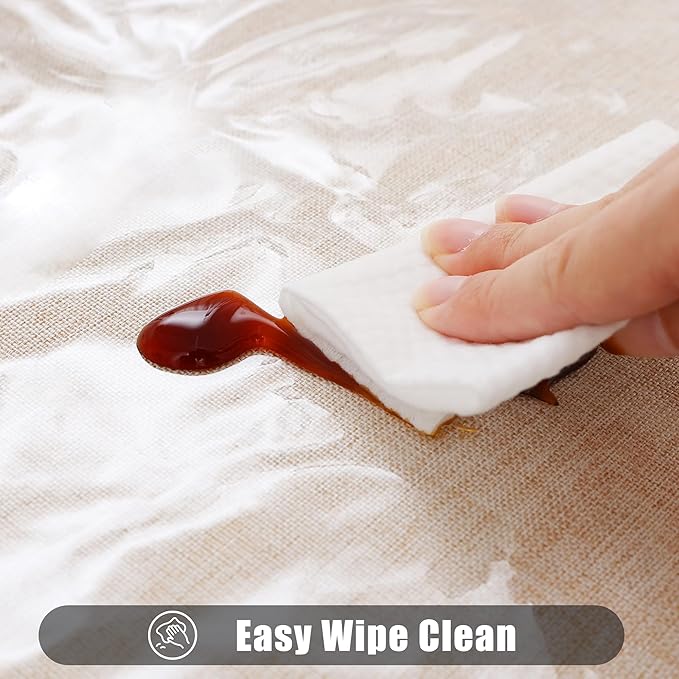 Smiry Round Table Cloth 60 Inch, Waterproof Wipeable Vinyl Tablecloths Protector, Oil Spill Proof Plastic Table Cover for Dining, Picnic, Camping, Outdoor, Clear