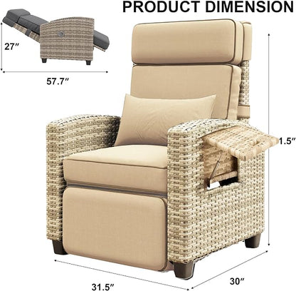 GarveeLife Outdoor Recliner Chair, PE Wicker Lounge Chair - Image 2