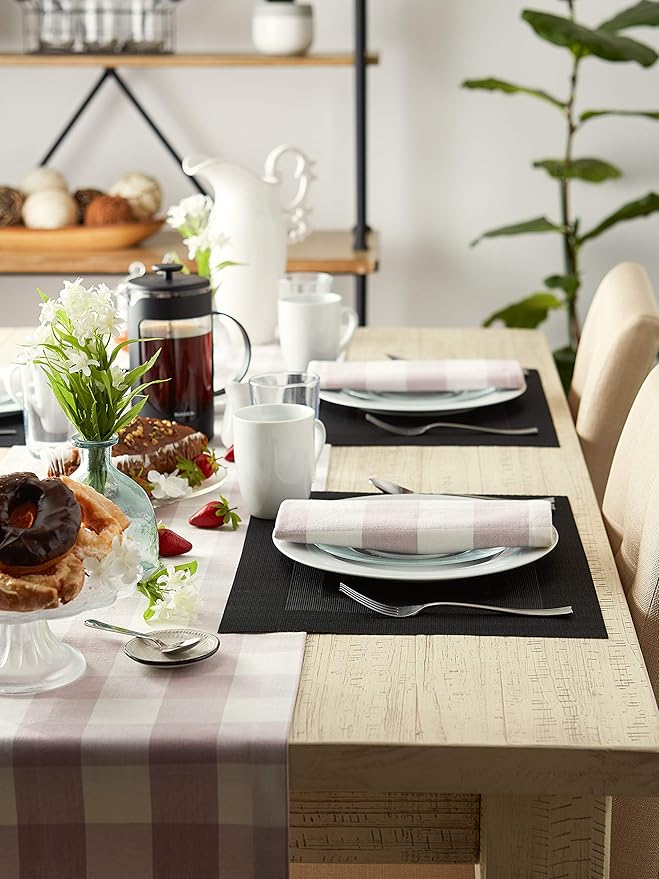 DII PVC Tabletop Collection Woven Indoor/Outdoor, Placemat Set, 13x17.25, Black, 6 Piece