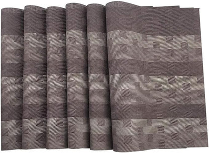 Gugrida Red Placemats 6pcs Placemats PVC Table Mats Woven Vinyl Placemats