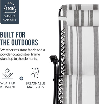Best Choice Products Set of 2 Extra Wide Adjustable Steel Mesh Zero Gravity - Image 6