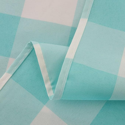 Cupuamon 2 Pack Waterproof Polyester Fabic Rectangle Checkered Tablecloth，60x120 Outdoor Table Cloth，Oil Stain Prevention Table Cloth for Pinics and Parties（Aqua and White）