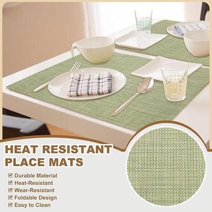uxcell Faux Linen Placemats, 12x18 Inch Heat Resistant Place Mats Machine Washable Non-Slip Cloth Placemats for Dining Table Kitchen Indoor Outdoor Home Decoration(Red,2Pcs)