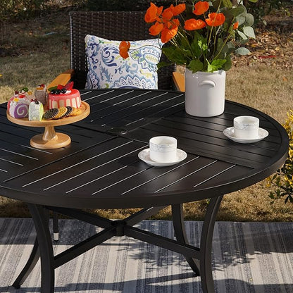 Sophia & William Outdoor Dining Set Patio Dining Set for 4 Round Patio Table and Chairs Set 5 Pieces with Swivel Patio Chairs 42" Metal Table for Garden Pool All Weather Brown