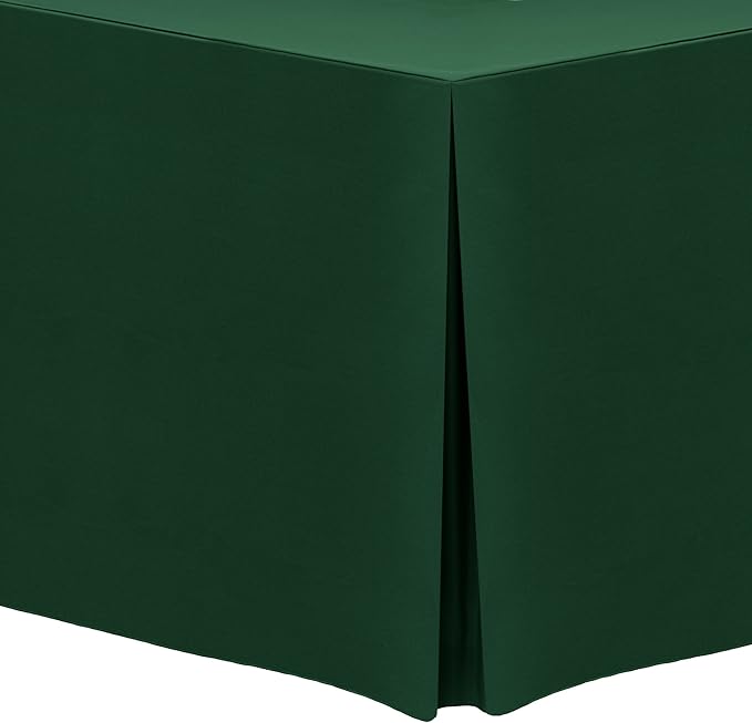 Ultimate Textile 5 ft. Fitted Polyester Tablecloth - Fits 30 x 60-Inch Banquet and Folding Rectangular Tables - 42" H, Hunter Green