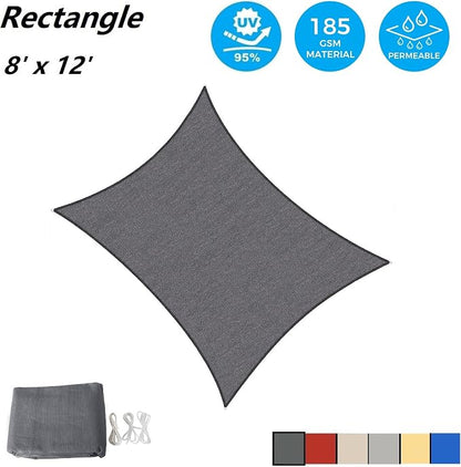 AsterOutdoor Sun Shade Sail Rectangle 8' x 12' UV Block Canopy - Image 2