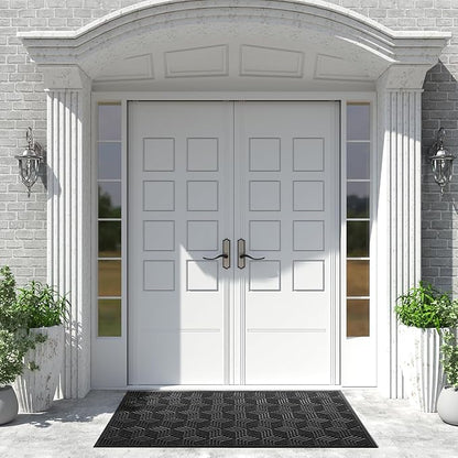 Yimobra Extra Large Door Mat 60x32, All-Season Waterproof Outdoor Mats for Front Door Entrance with Drainage Holes, Heavy Duty Non-Slip Doormat for Garage Patio Entryway Indoor, Black