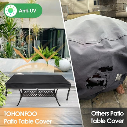 TOHONFOO Rectangular Patio Table Cover - Waterproof Anti-UV Outdoor Table Cover - Outdoor Patio Furniture Cover 85" L x 40" W x 6" H