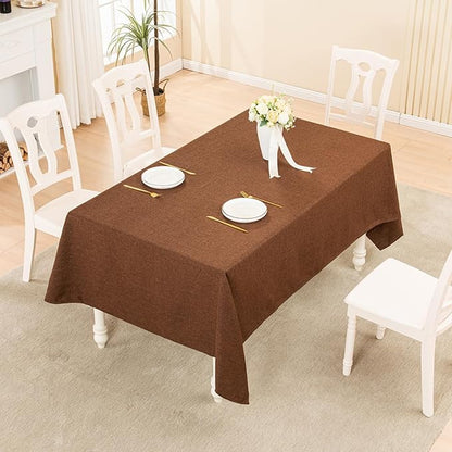 BALCONY & FALCON Square Tablecloth Washable Wrinkle Resistant and Water Proof Small Table Cloth Decorative Linen Fabric Tablecloth for Dining Parties Kitchen Wedding and Outdoor Use (Brown, 47x47)