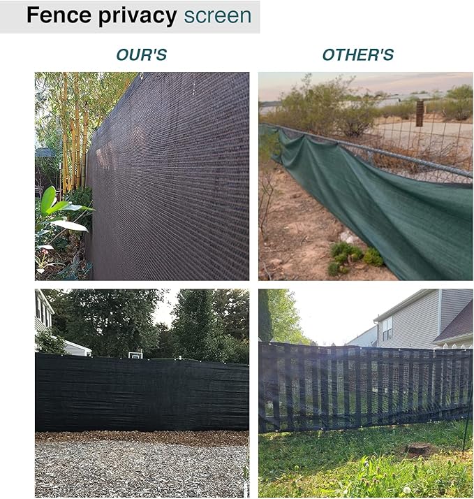 ECOOPTS 8'x216' Privacy Fence Screen Windscreen with Copper Grommets, Fit for Commercial Fence and Residential Garden Outdoor 90% UV Blockage, Cable Zip Ties Included (Green)