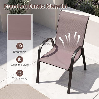 Tangkula Stackable Patio Dining Chairs Set of 4, Outdoor Armchairs - Image 7
