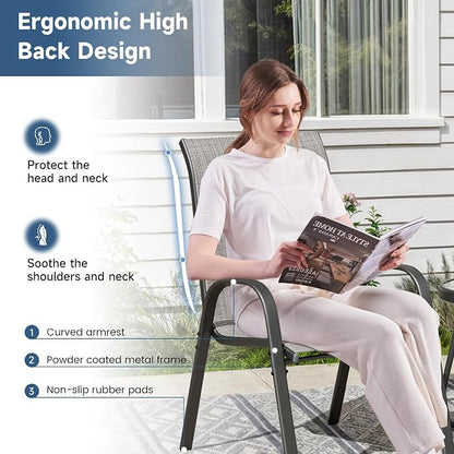 Amopatio Patio Chairs Set of 8, Outdoor Stackable Dining Chairs - Image 6