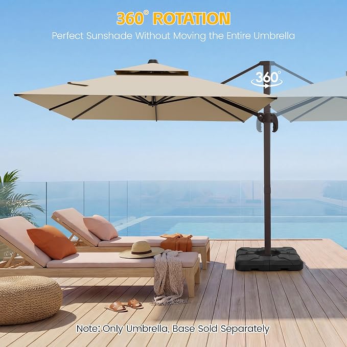9x12 FT Patio Cantilever Umbrella, Rectangular Heavy Duty Offset Umbrella - Image 5