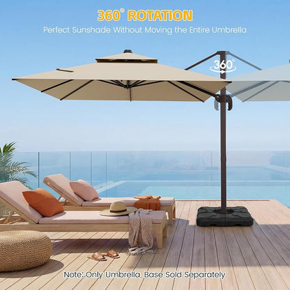 9x12 FT Patio Cantilever Umbrella, Rectangular Heavy Duty Offset Umbrella - Image 5