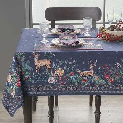Maison d' Hermine Table Cloth Square Table 100% Cotton 60 x 60 Inches Fall Tablecloth Reusable Everyday Use for Thanksgiving Christmas Decorations Dining Farmhouse Party (Christmas Joy)