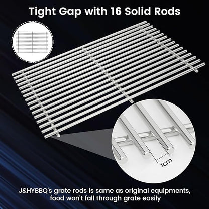 J&HYBBQ 17.4" Stainless Steel Grill Grates for Weber Spirit 300 & Spirit II 300 Series, Spirit 700, Genesis Silver/Gold/Platinum, Genesis 1000-3500 – Non-Stick, Rust-Resistant, Durable Cooking Grates