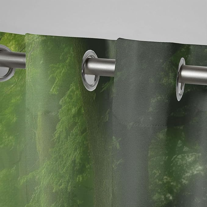 Forest Theme Outdoor Curtains for Patio Waterproof,Dawn Trees Jungle Pattern,UV and Fade Resistant Outside Curtains for Gazebo, Front Porch, Pergola,Set of 2 Panels,W42 x L84,Green