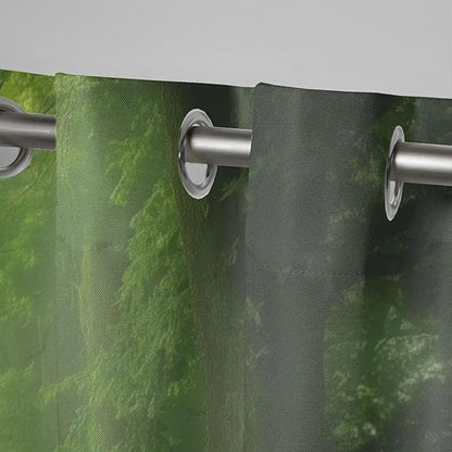 Forest Theme Outdoor Curtains for Patio Waterproof,Dawn Trees Jungle Pattern,UV and Fade Resistant Outside Curtains for Gazebo, Front Porch, Pergola,Set of 2 Panels,W42 x L84,Green