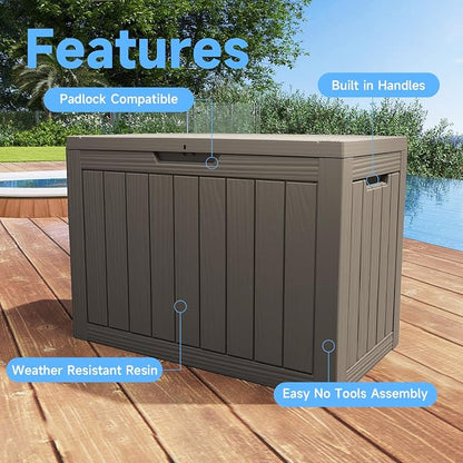 55 Gallon Outdoor Storage Box Waterproof, UV Resistant Resin Deck Box - Image 3