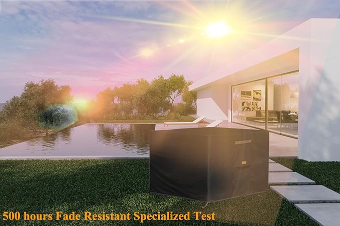 Fire Pit Cover 600D Heavy Duty Waterproof Fabric With PVC Coating Square 44" Wx 44" D x 24" H Black Fits for 41-44 Inch Fire Pit Table Fade Resistant Outdoor Firepit Cover