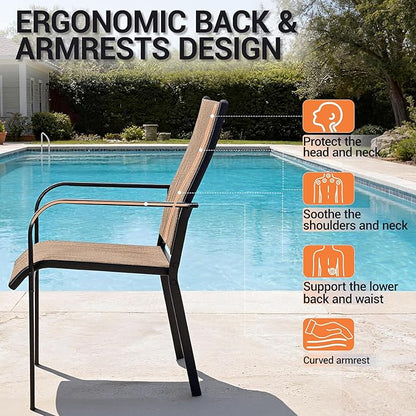 Patio Chairs Set of 4, Stackable Outdoor Dining Chairs, All Weather Breathable - Image 5