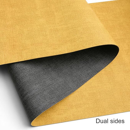 Table Runners 94 Inches Long, Dual-Sided Faux Leather Farmhouse Table Runner Waterproof Heatproof Non-Slip for Living Room Party Home Decor Holiday Decorations(Gray Yellow, 12 x 94 Inch)