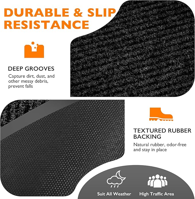 Custom Size Extra Large Front Door Mat, 3FT x 25FT Indoor Outdoor Entrance Commercial Floor Mat, Heavy Duty Dirt Trapper Doormat for Entryway Welcome Mat, Low Profile, Non-Slip, Waterproof