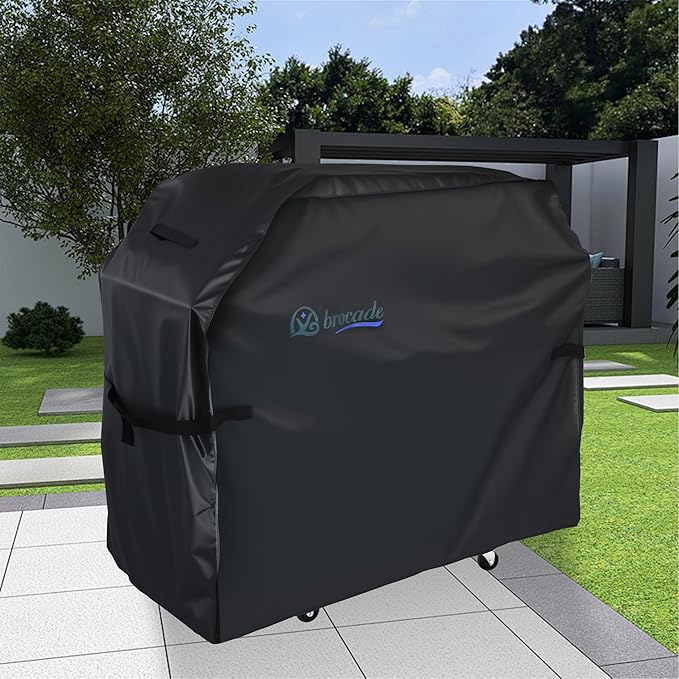 Grill Cover, Heavy Duty BBQ Grill Cover for Outdoor Grill, Waterproof, Anti-UV, Rip-Proof, Barbecue Cover with Adjustable Straps, Compatible for Weber, Charbroil, etc. Black (52'' x 26'' x 43'')