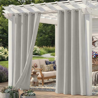 Set of 6 Outdoor Curtains for Patio Waterproof, Breathable Grommet Panels for by Sunshelf