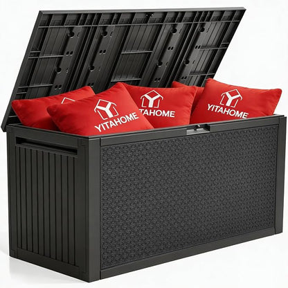 YITAHOME 95 Gallon Large Outdoor Deck Box | Lockable Waterproof Resin Storage by YITAHOME