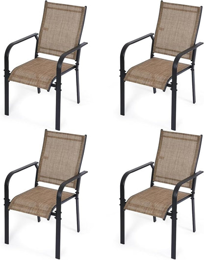 Patio Dining Chairs Set of 4, All-Weather High Back Textilene Stackable Chairs by DELMANGO