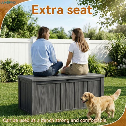 150 Gallon Outdoor Deck Box, Resin Waterproof Storage Box - Image 3