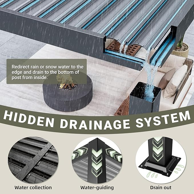 Airwire 12'x20' Louvered Pergola Aluminum Frame Gray | Outdoor Pergola - Image 5
