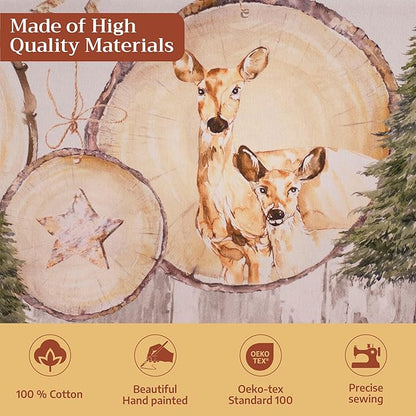 Maison d' Hermine Table Cloth Round Table 100% Cotton 69 Inches Fall Tablecloth Reusable Everyday Use for Thanksgiving Christmas Decorations Dining Farmhouse Party (Mountain Life)